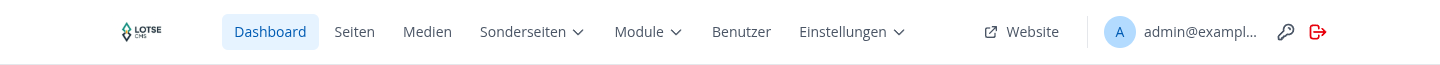 Topbar Benutzerbereich
